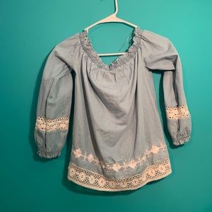 Long sleeve off the shoulder